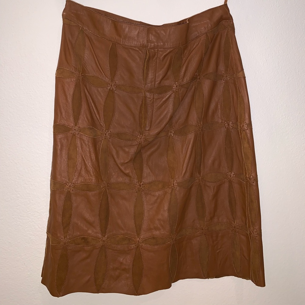 Brown leather skirt